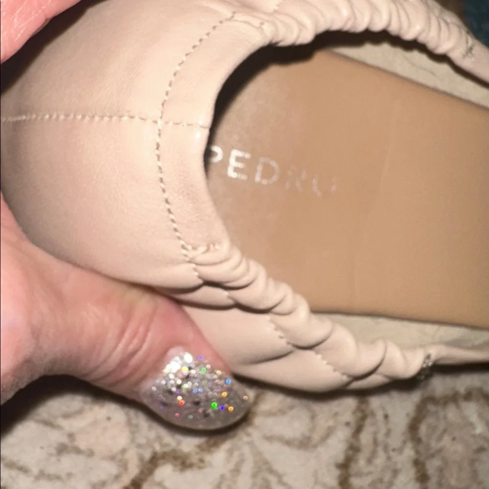 Italian maid, leather flats buy PEDRO Women's Cream Flats with Gold Accent